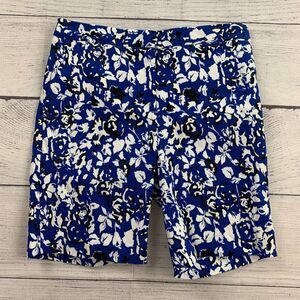 Mario Serrani Italy Shorts sz 2 Bermuda Blue White Pattern 8.5" Inseam New NWT